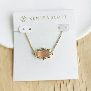 ❤️ Kendra Scott Genevieve Gold Luster Plated Pink Cat's Eye Glass Necklace ❤️